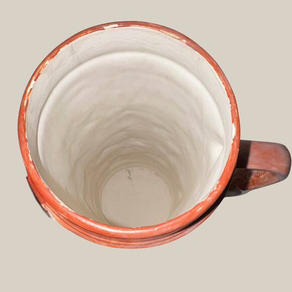 Vintage Buffalo Relief Stein — Brown & Ivory Western Hunting Scene Mug - Picture 8 of 9